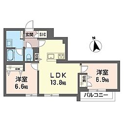 ソルテ津田沼 2LDKの間取図画像