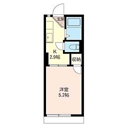 ウイン 1Kの間取図画像