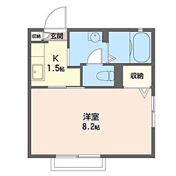 メゾンカトレア 1Kの間取図画像