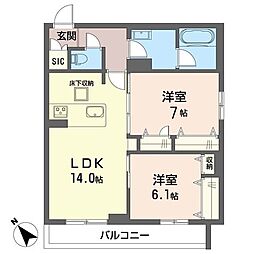 トラストメゾンしらぎく 2LDKの間取図画像