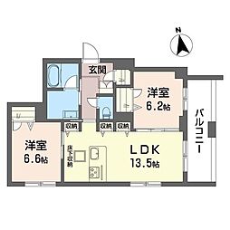 グレイス東海神 2LDKの間取図画像