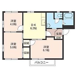 フレグランス・ミモミ 2階3DKの間取り