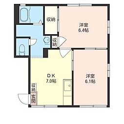 ドミール・ハナワ 2DKの間取図画像