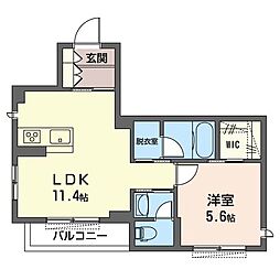 ヴィラコートクオリスタ 1LDKの間取図画像