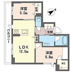 メゾンキング 2LDKの間取図画像