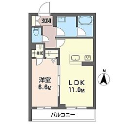 アルフラットコート 1LDKの間取図画像