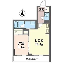 アルフラットコート 1LDKの間取図画像