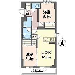 アルフラットコート 2LDKの間取図画像