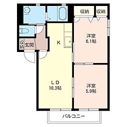 グッドヒルズE 2LDKの間取図画像