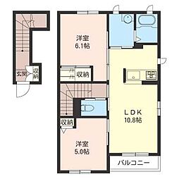 ハピネスC 2LDKの間取図画像