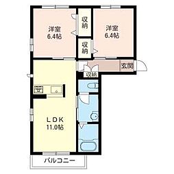 サリサ.e 2LDKの間取図画像