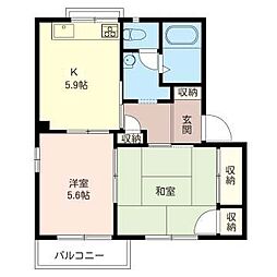 ウィスタリアB 2Kの間取図画像