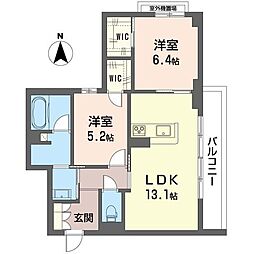シュプリーム 2LDKの間取図画像