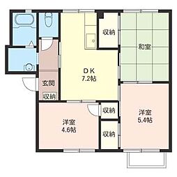 フェニックス中原B 3DKの間取図画像