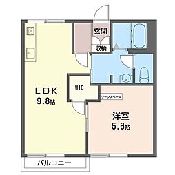 シャトーひらもと 1階1LDKの間取り