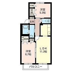 サニーホームズ 2LDKの間取図画像