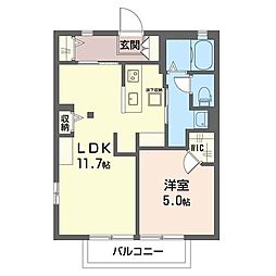 エクセル弐番館 1LDKの間取図画像