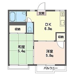 フラットMA 2DKの間取図画像
