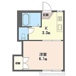 コーポエレガンスA 1Kの間取図画像