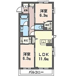 Valentia綾瀬 2LDKの間取図画像