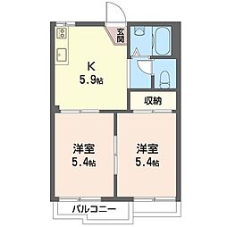 アミニティーライフ桜森 2Kの間取図画像