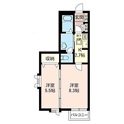 シャーメゾン橋本 2Kの間取図画像