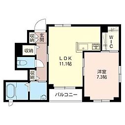 アルフラット2 1LDKの間取図画像