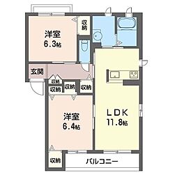 ル・ソレイユ2 2LDKの間取図画像