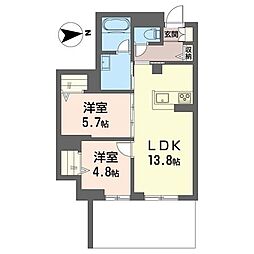 グランリオル 2LDKの間取図画像