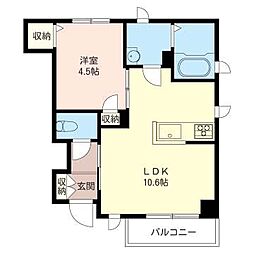 アルフラット1 1LDKの間取図画像