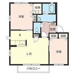 シャーメゾンつつじヶ丘A 2LDKの間取図画像