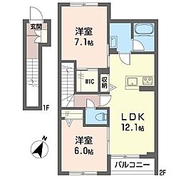 シャーメゾンアンクレール 2LDKの間取図画像