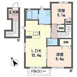アヴァンツァーレ芝 2LDKの間取図画像