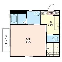 コモド中央 1Kの間取図画像