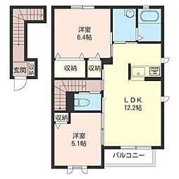 メルヴェイユ2 2LDKの間取図画像