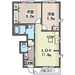 ハイランドコーポ3 2LDKの間取図画像