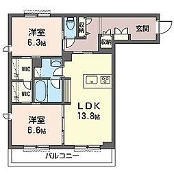 シーバンフォス 2LDKの間取図画像