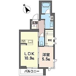 リベラル五軒町 1LDKの間取図画像