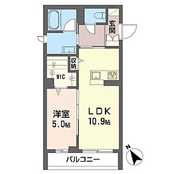 リベラル五軒町 1LDKの間取図画像