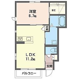 プランドール有馬C 1LDKの間取図画像
