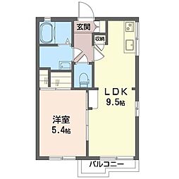 グリーンハイム 1LDKの間取図画像