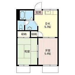 ハイツ神奈川坂C棟 2Kの間取図画像