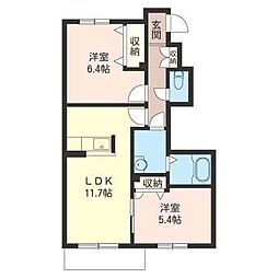 ヴィラB 2LDKの間取図画像