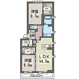 シャーメゾン凪 2LDKの間取図画像