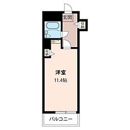 アクトレスフタバ ワンルームの間取図画像