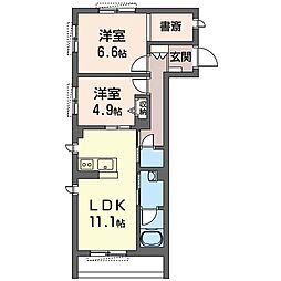ソラーレ逗子 2LDKの間取図画像