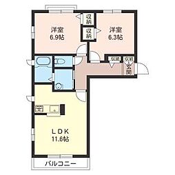 セーフティコート・グランメール 2LDKの間取図画像