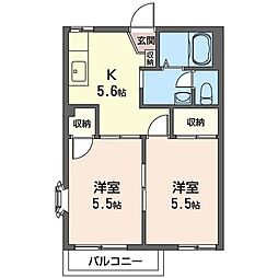 ハイムミツワB 2Kの間取図画像