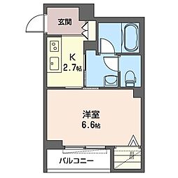 シャローテイル 1Kの間取図画像