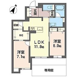 ジェンティーレ 2LDKの間取図画像
